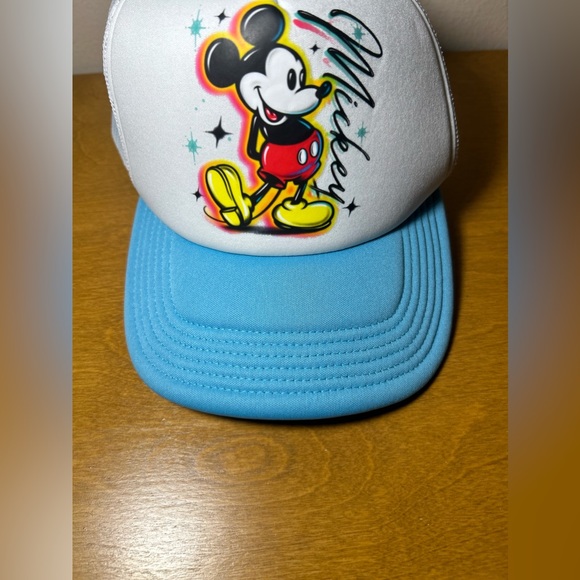 Mickey Mouse Hat Neff Trucker Cap Adult Air Brushed Style Adjustable White NEW - Picture 5 of 13